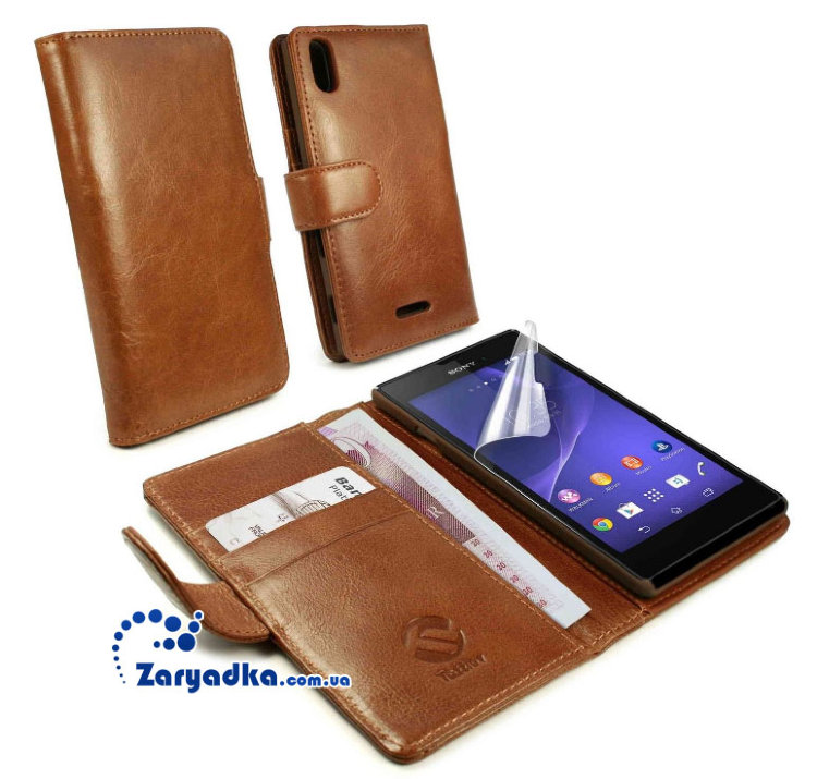 Оригинальный кожаный чехол книга для телефона Sony Xperia T3 Оригинальный кожаный чехол книга для телефона Sony Xperia T3