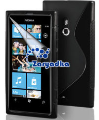 Силиконовый чехол для телефона Nokia Lumia 800 черный + защитная пленка