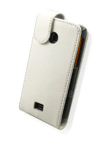 Оригинальный кожаный чехол для телефона  Samsung S5620 Monte белый