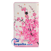 Чехол книга с рисунком Nokia XL / XL Dual SIM розовая ветка сакуры