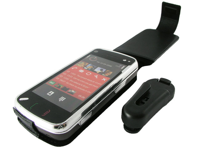 Оригинальный кожаный чехол для телефона Nokia N97 Clip black Оригинальный кожаный чехол для телефона Nokia N97 Clip black.