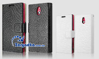 Оригинальный кожаный чехол для телефона Sony Xperia P LT22i Nyphon черный/белый бук