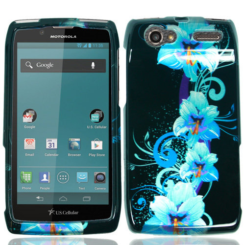 Чехол для телефона  Motorola Electrify 2 XT881 голубые цветы Элегантный чехол