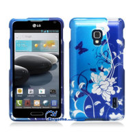 Гелиевый чехол для телефона LG Optimus F6 D500 голубые цветы