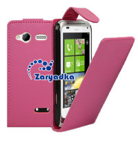 Оригинальный кожный чехол для телефона HTC Radar розовый флип с защитной пленкой