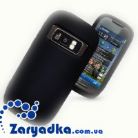 Оригинальный силиконовый чехол для телефона Nokia C7 черный/белый