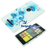 Чехол с рисунком Nokia Lumia 925 голубые цветы