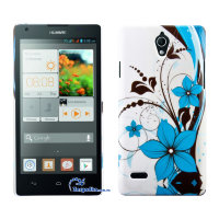 Чехол с рисунком для Huawei Ascend G700 голубые цветы