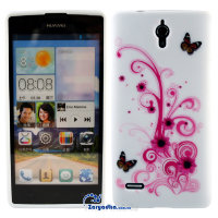 Пластиковый чехол с рисунком для Huawei Ascend G700 розовые бабочки