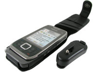 Оригинальный кожаный чехол для телефона Nokia E66 Clip black